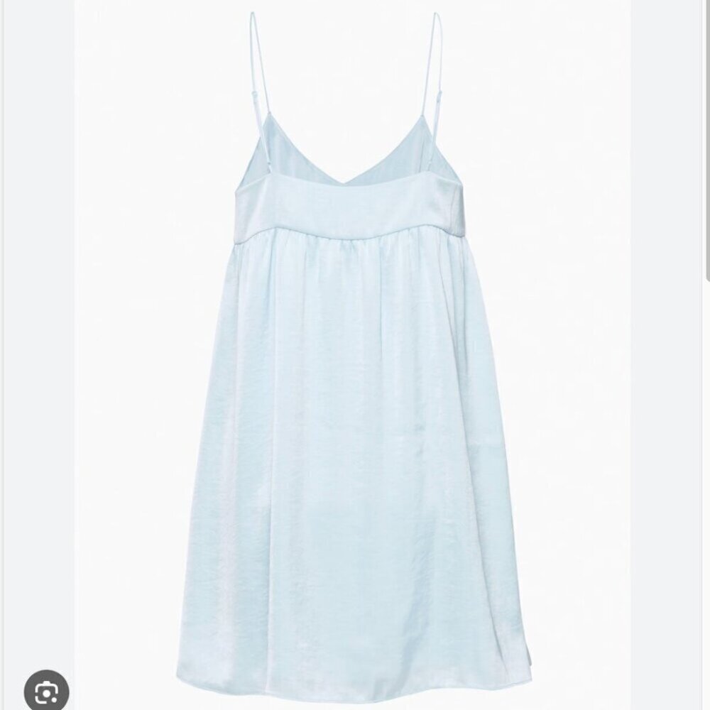 Aritzia Wilfred Lover Satin Babydoll Dress Light Baby Blue Size Large - Picture 5 of 10